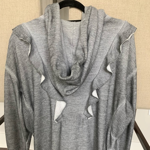 Wildfox Minka Burnout Ruffle Hoodie GreySweatshirt - Picture 6 of 7
